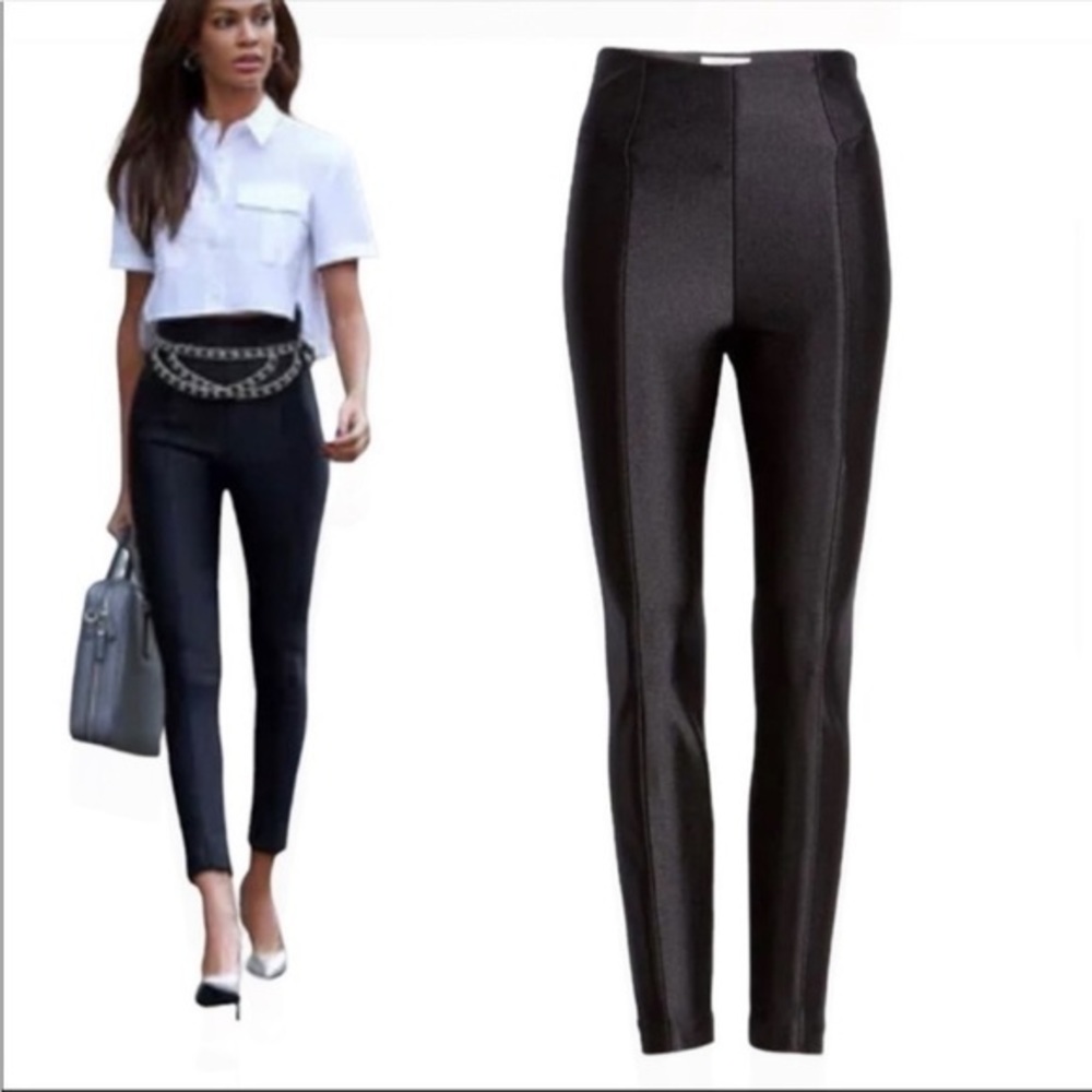 Good American Black High-Waist Slim Ponte Pants